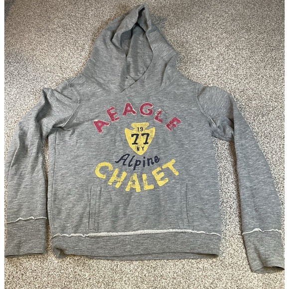 American Eagle Outfitters Tops - American Eagle Hoodie Womens Size Large Hooded Sweatshirt Gray Alpine Chalet